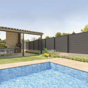 Valla de composite Diamond Fence color ceniza para el jardín