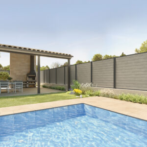 Valla de composite Open Fence color antique para el jardín